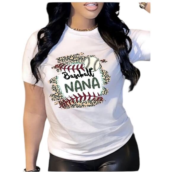 Unbranded Tops - Baseball Nana White T-Shirt - Size XL - Polyester